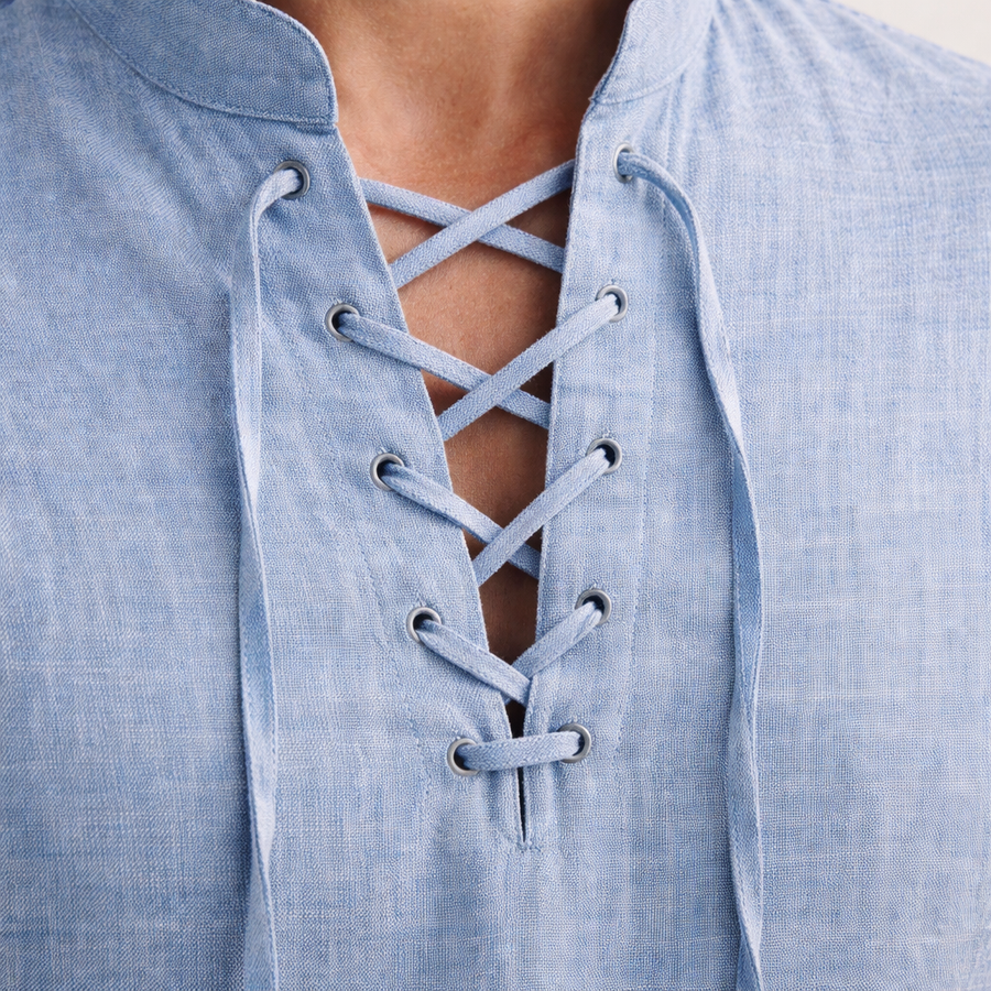 Camicia con lacci e scollo a V da uomo | Camicia estiva da uomo