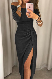 Schulterfreies Abendkleid mit Schlitz | Elegantes Ballkleid