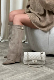 Modische Wildleder-Stiefel für Damen – Beige & stylisch