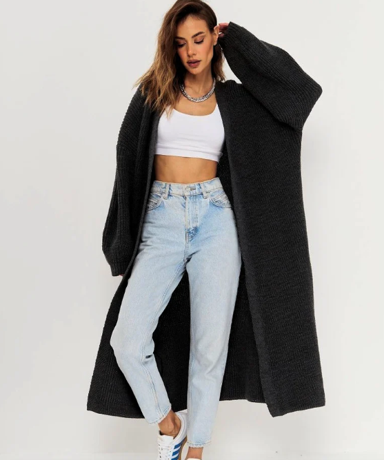Damen Cardigan mit Offene Vorderseite | Lassig