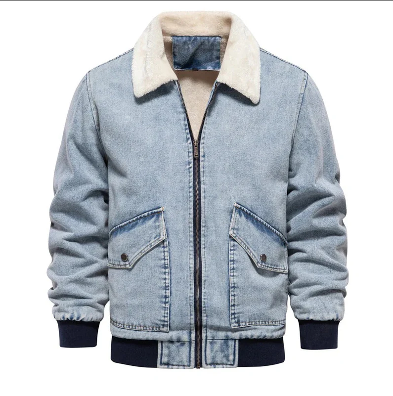 Tony - lässige bomberjacke aus jeansstoff