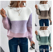 Nalia – eleganter dreifarbiger patchwork-pullover