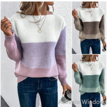 Nalia – eleganter dreifarbiger patchwork-pullover