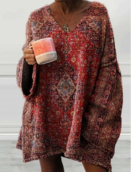 Lore™ | Damen Pullover im Vintage-Stil mit Kunstprint