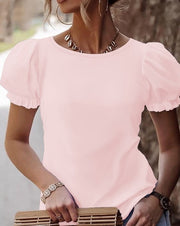 Heidi-Mode | Elegantes Puffärmel-T-Shirt mit Spitzenrücken