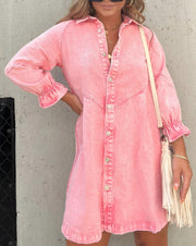 Cäcilia – Langärmliges Jeanshemdkleid