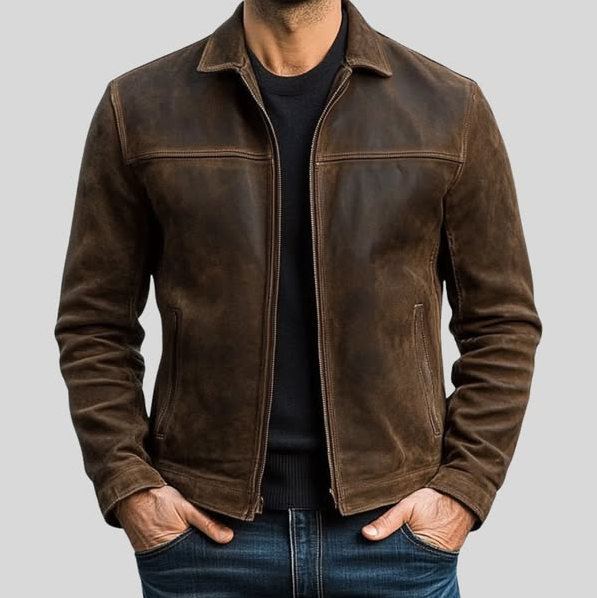 Fynn - lederjacke mit reißverschluss