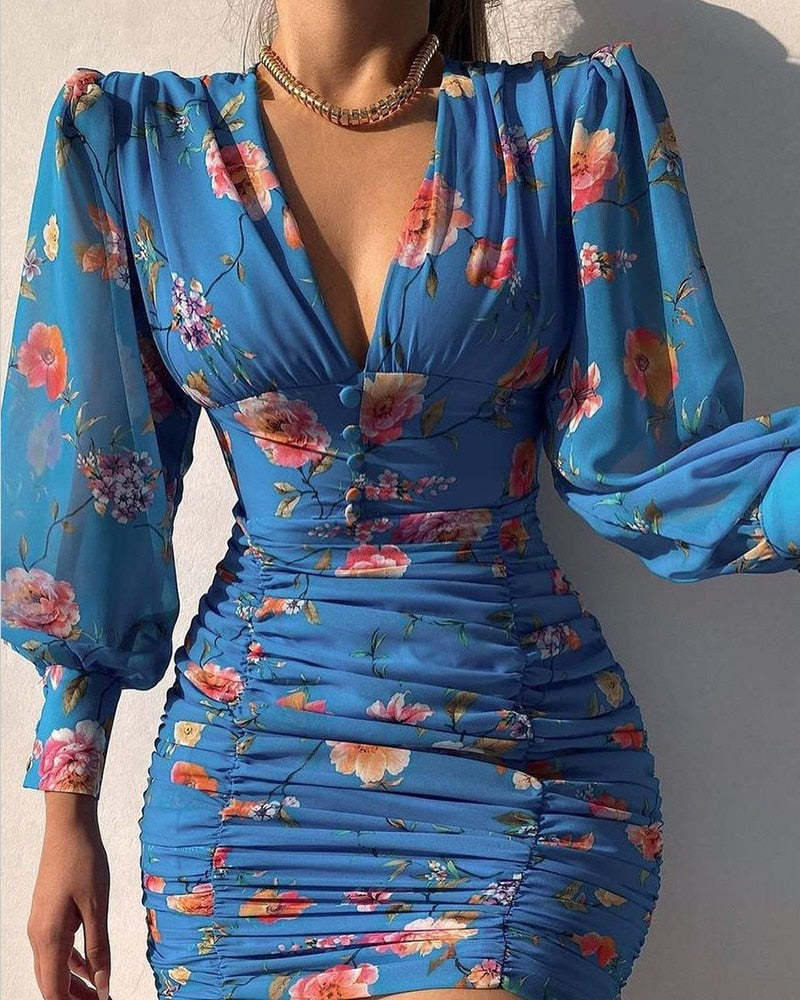 Sommer-Mini-Kleid mit Puffärmeln – Elegante Freizeitmode