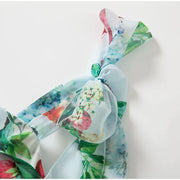 Schönes Maxikleid mit Blumenmuster und Rüschensämlen