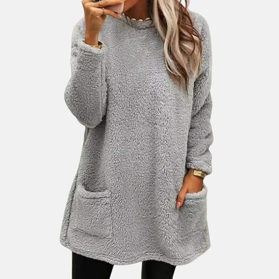 Oriella - Weicher Fleece Pullover Mit Tasche