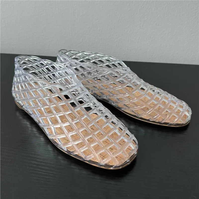 Heidi-Mode | Sommer Jellies Schuhe Frauen Mode Transparent Mesh Hollow Out Strand Schuhe Damen Flache Sandalen Farbige Runde Zehen Jelly Sandalen