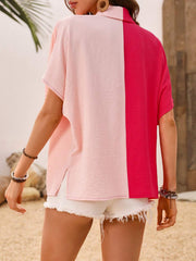 Johanna | Kurzarm-Bluse mit Knopfleiste