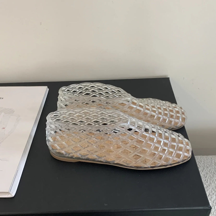 Heidi-Mode | Sommer Jellies Schuhe Frauen Mode Transparent Mesh Hollow Out Strand Schuhe Damen Flache Sandalen Farbige Runde Zehen Jelly Sandalen