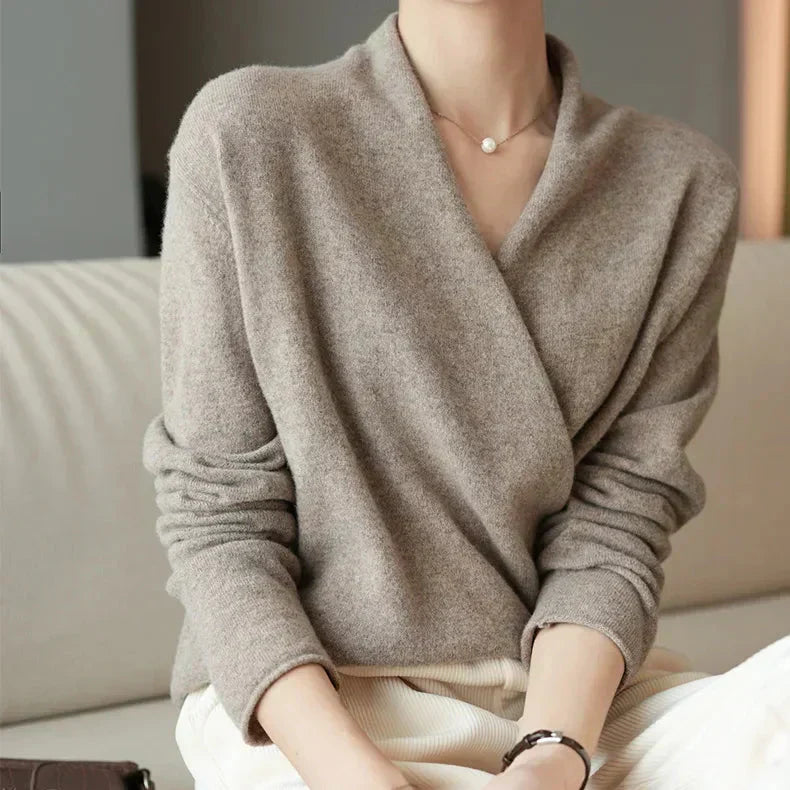 Emilia | Damen Frühlings-Wickelausschnitt-Stricktop