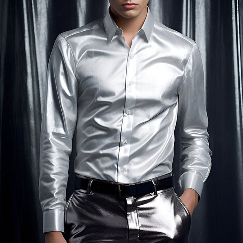 Terrence- Herren Satinhemd mit Glanzfinish und Slim Fit