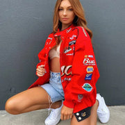 Oversized Hip-Hop Streetjacke für trendbewusste Frauen
