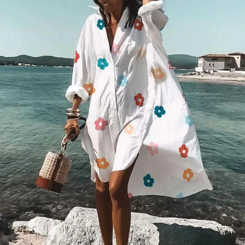 Hermine - Mühelose Eleganz: Übergroßes weißes Hemdblusenkleid | Luftige Beachwear: Lässiges Oversized-Hemdkleid