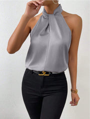 Seidentop Damen | Eleganter Knotenkragen & Fließender Fall