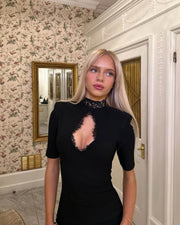 Selena Spitzen-Minikleid mit hohem Kragen