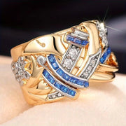 Selene | Anello largo a fiori con zircone blu