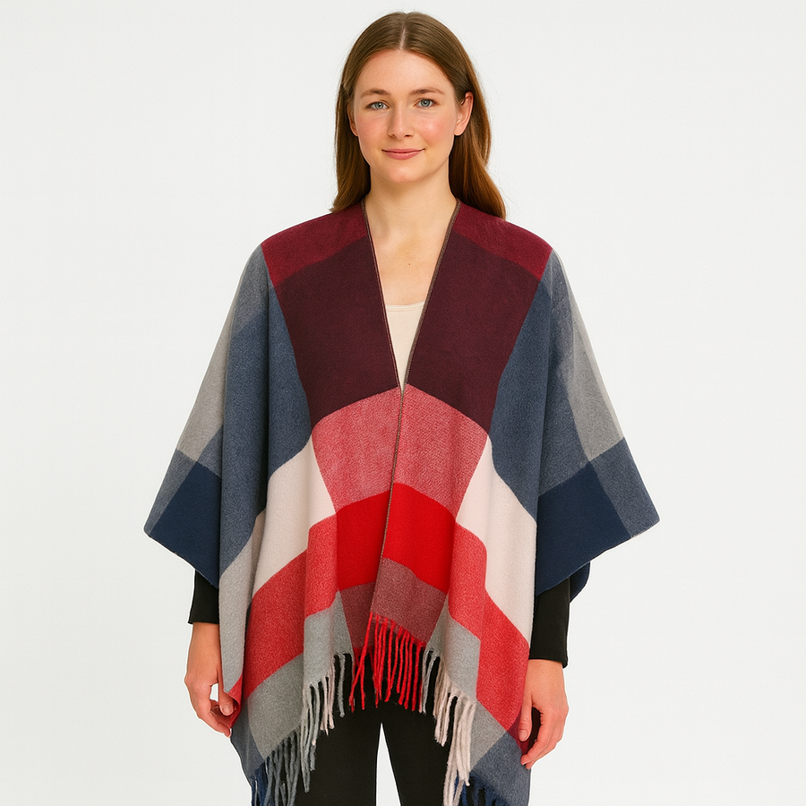 Selina | Geometrischer Schal-Cardigan mit offener Vorderseite