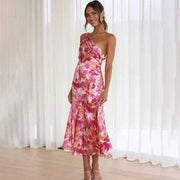 One-Shoulder Midikleid mit Blumenmuster – Sommerlich & Modern