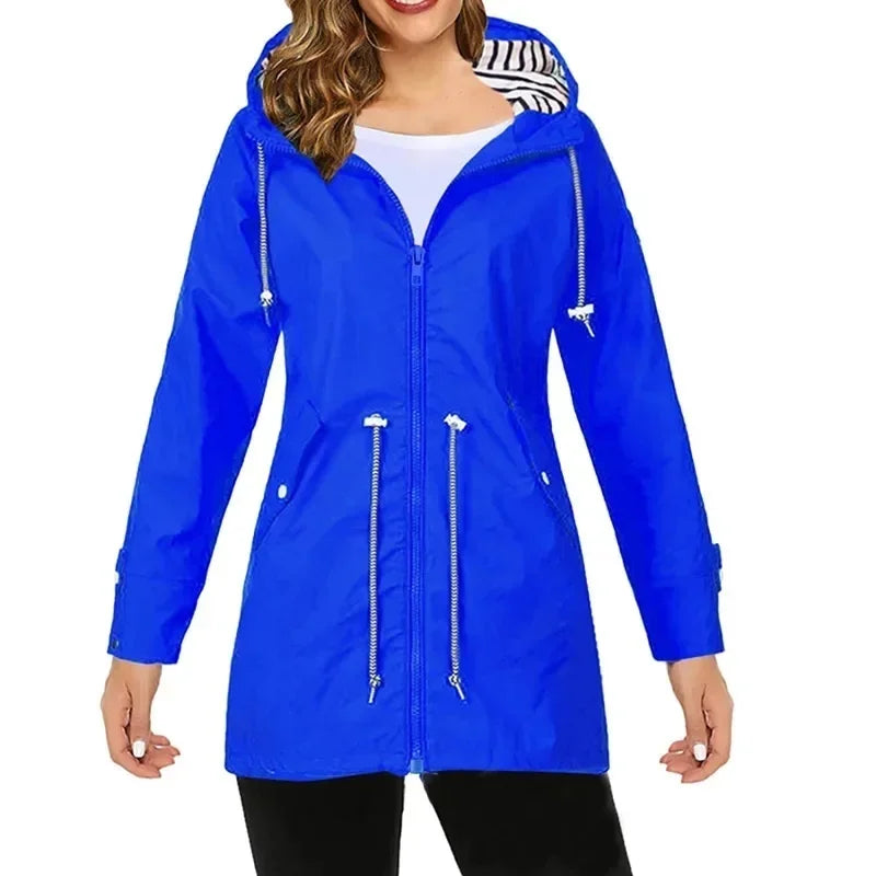 Stilvolles Damen-Regenjacke mit Reißverschluss und Kapuze für jeden Anlass