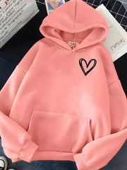 Hoodie mit Herz-Print – Weiche Baumwollmischung – Stylisch & Bequem