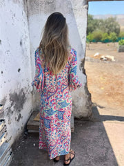 Solstice Bloom Boho Maxikleid mit Taschen