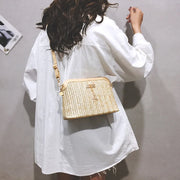 Boho Strohumhängetasche Damen – Handgefertigte Crossbody Tasche Sommer 2025