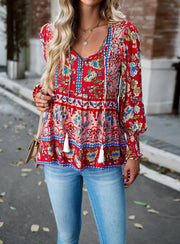 Sabine | Bluse mit Boho-Blumenmuster