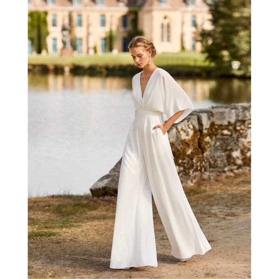 Slim-Fit Damenoverall Celia mit weitem Bein