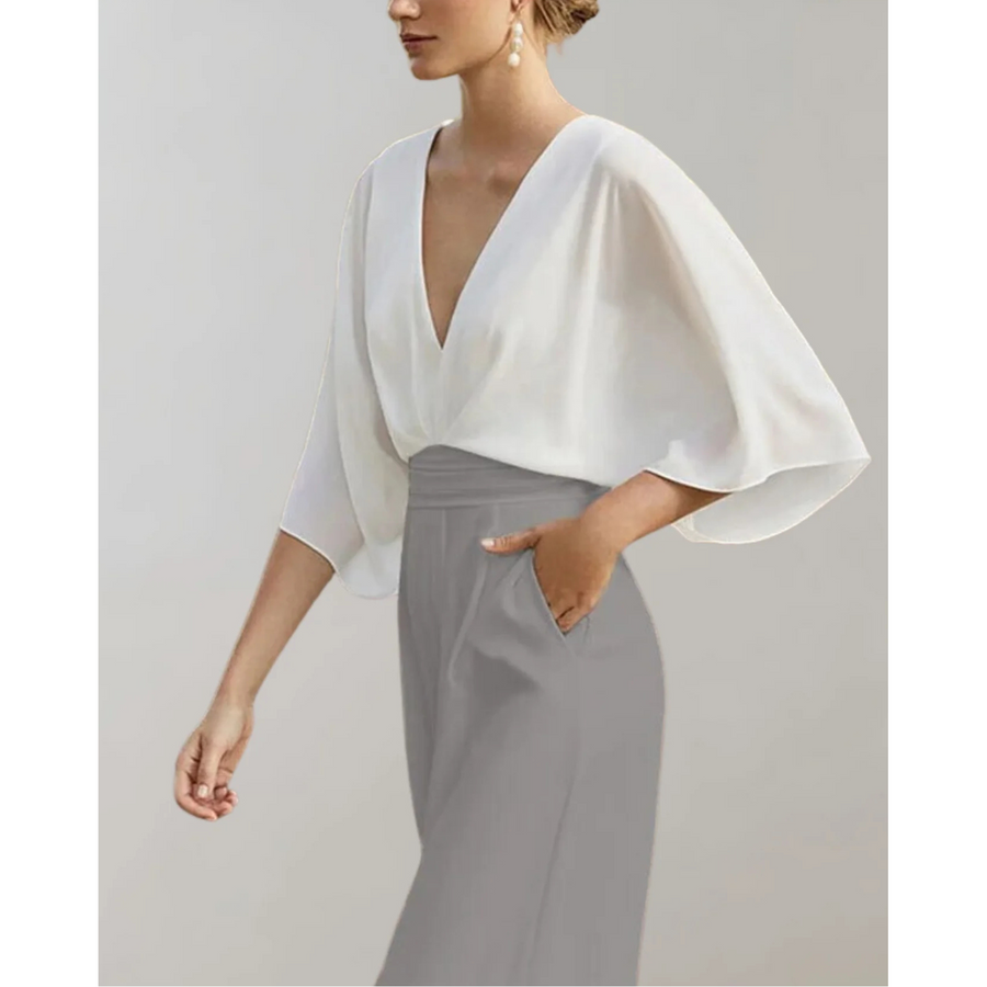 Slim-Fit Damenoverall Celia mit weitem Bein