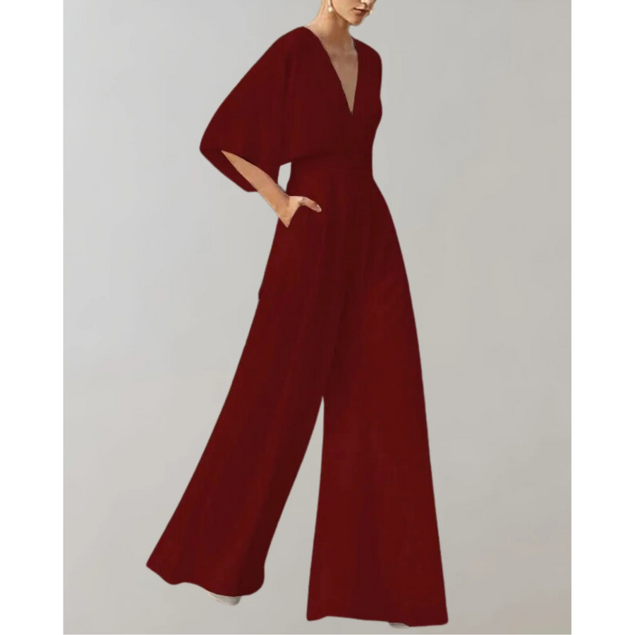 Slim-Fit Damenoverall Celia mit weitem Bein
