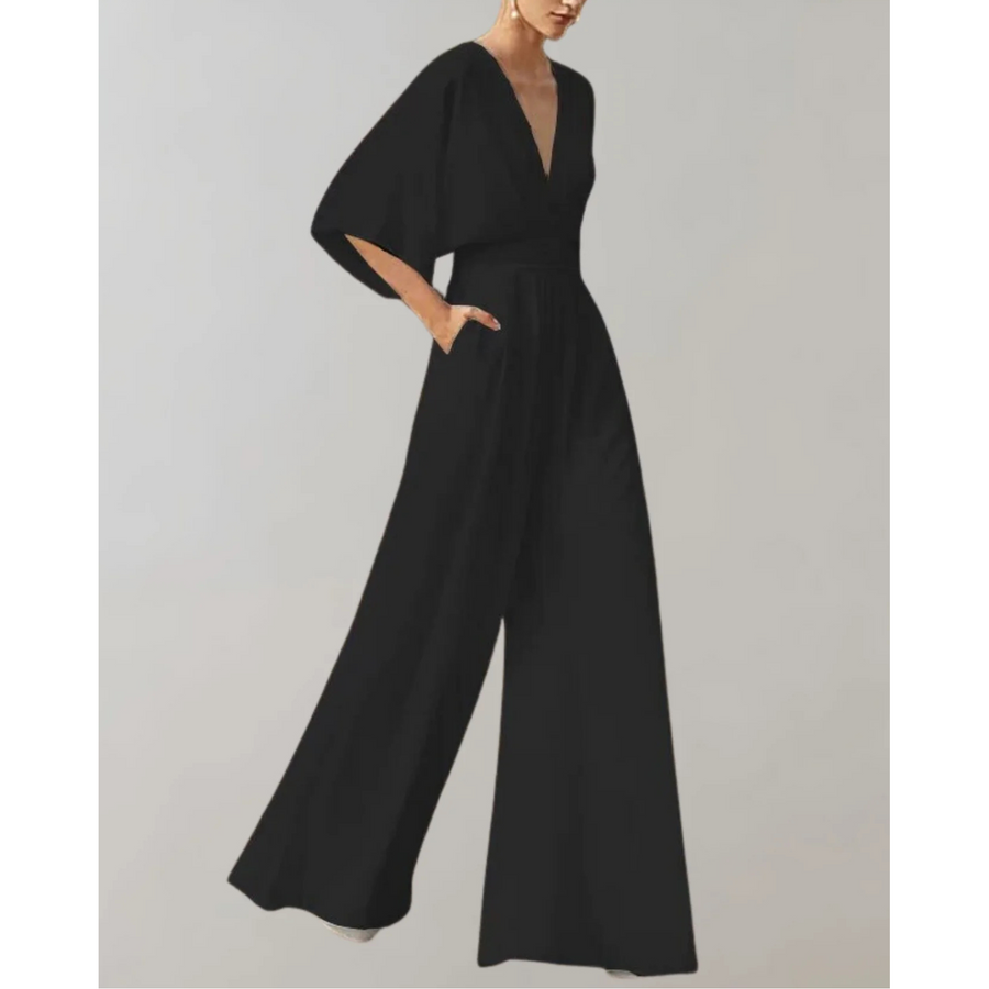 Slim-Fit Damenoverall Celia mit weitem Bein