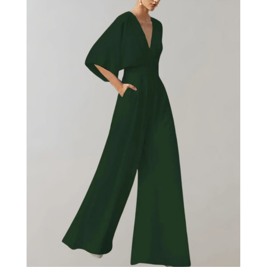 Slim-Fit Damenoverall Celia mit weitem Bein