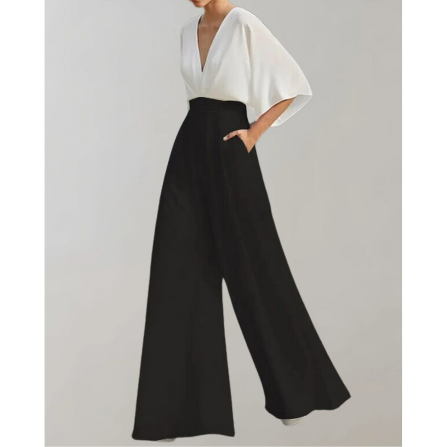 Slim-Fit Damenoverall Celia mit weitem Bein