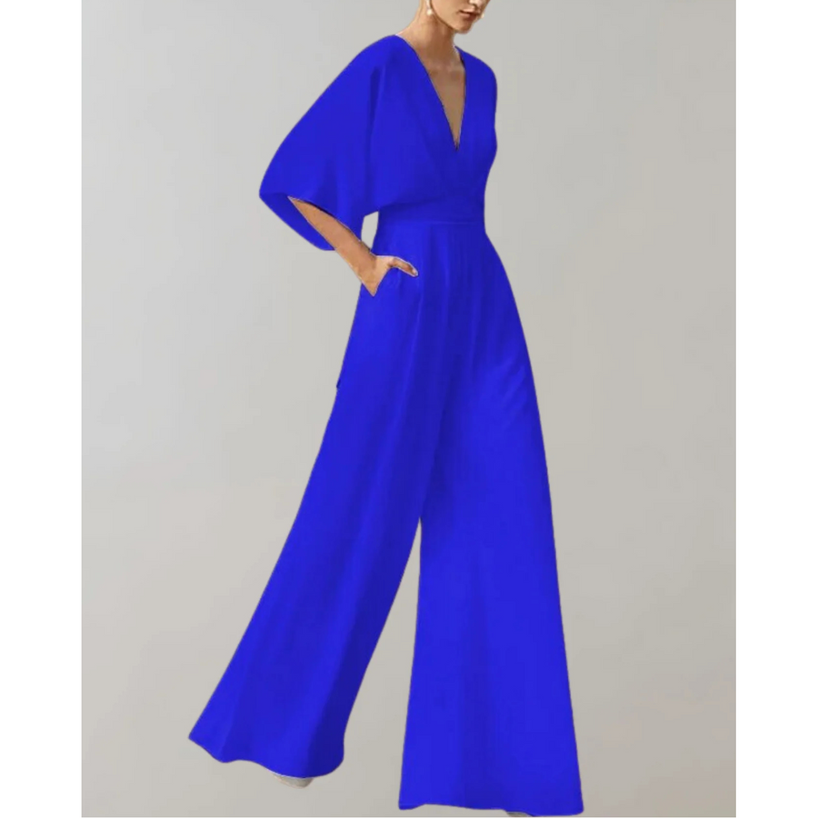 Slim-Fit Damenoverall Celia mit weitem Bein