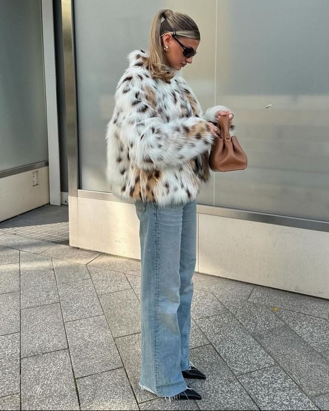 Celeste Leopard Kunstfellmantel