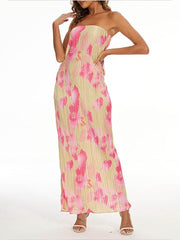 Theresia | Blumendruck Bandeau Maxikleid - stilvoll & feminin