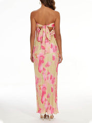 Theresia | Blumendruck Bandeau Maxikleid - stilvoll & feminin