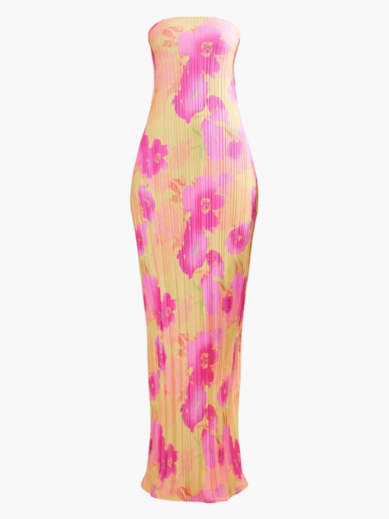 Theresia | Blumendruck Bandeau Maxikleid - stilvoll & feminin