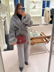 Damen Mantel mit Kunstfellbesatz – Eleganter Winter Kurzmantel