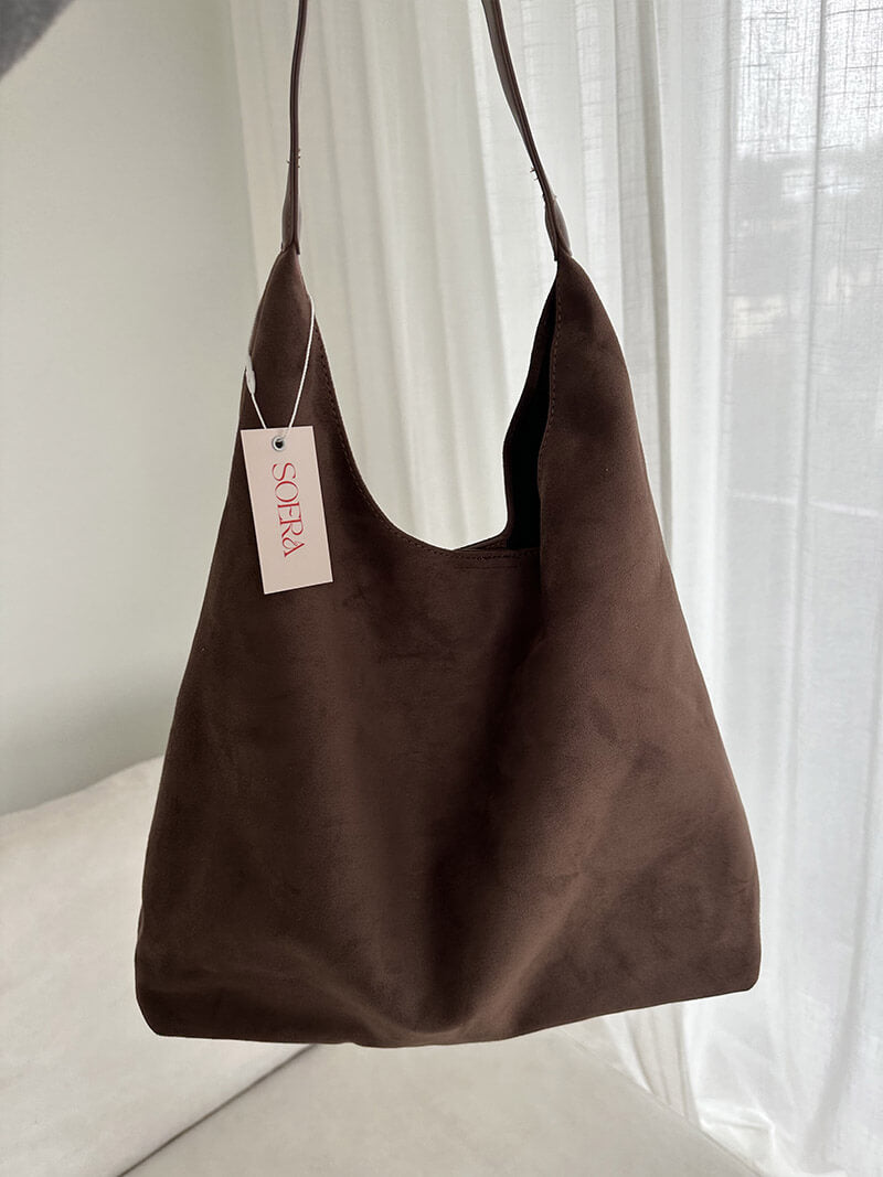Elegante vegane Wildleder-Tasche – Geräumige Schulterhandtasche