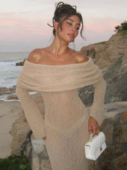 Marissa - Glamouröses, schulterfreies, transparentes Abendkleid | Elegantes transparentes Strandpartykleid für Damen