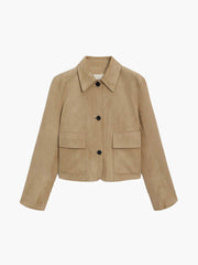 Damen Wildlederjacke – Klassische Kurzjacke mit Taschen