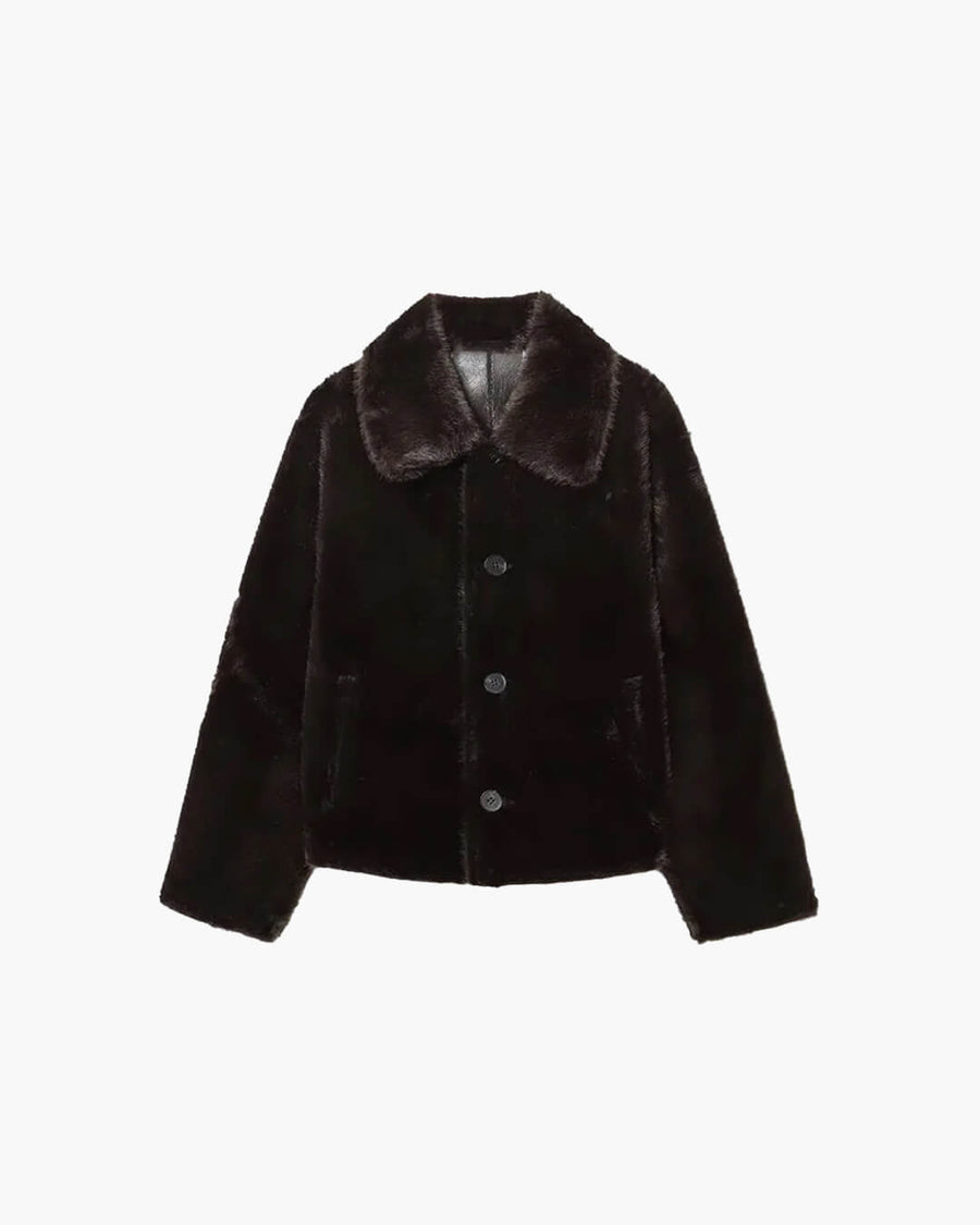 Joana Wendejacke aus Kunstfell und Leder
