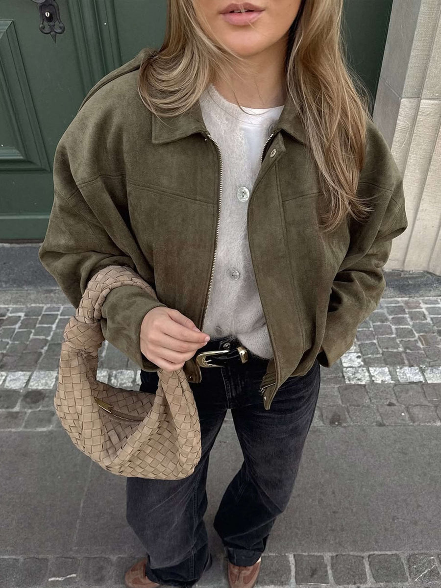 Lara Wildleder Bomberjacke