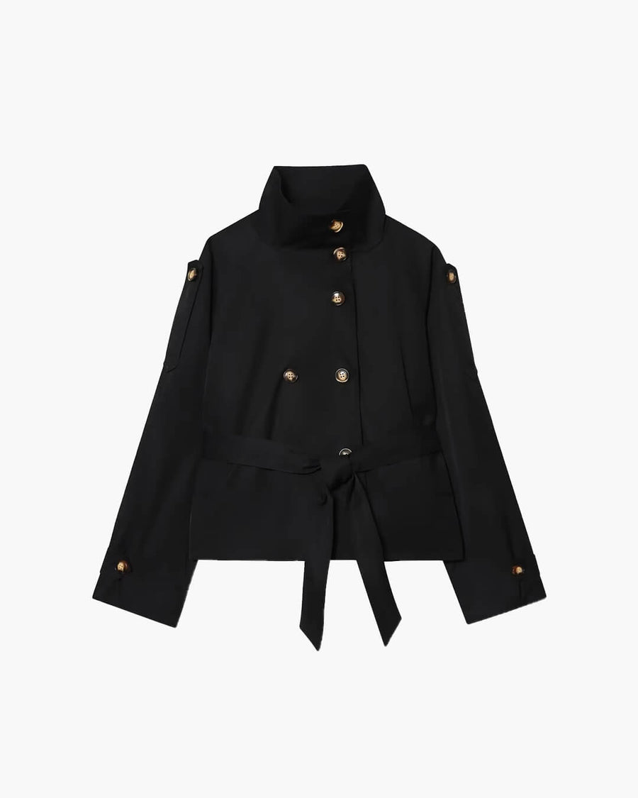 Kerstin | Damen Kurzer Winter-Trenchcoat mit Gürtel