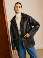Sofia | Elegante Leder Wendejacke für Damen mit Teddy-Futter